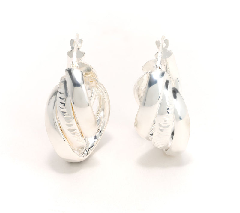 Ultrafine 950 Silver Polished & Textured 3 Row Wrap Earrings — View 4