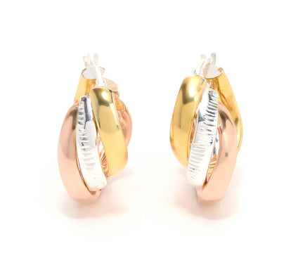 Ultrafine 950 Silver Polished & Textured 3 Row Wrap Earrings
