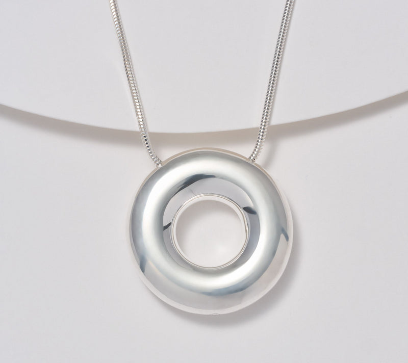 UltraFine 950 SilverSnake Chain 1.4mm Necklace with Round Pendant — View 3