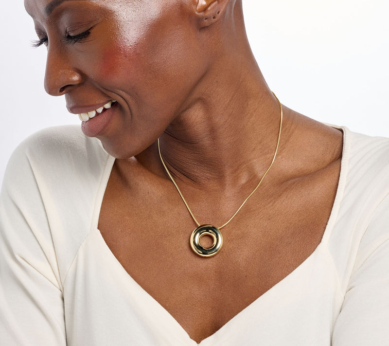 UltraFine 950 SilverSnake Chain 1.4mm Necklace with Round Pendant — View 9