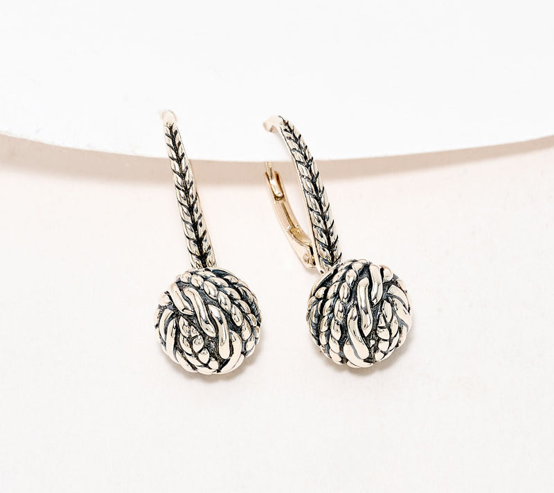 JAI Ireland Sterling Silver Cable Knit 1" Leverback Earrings — Main view