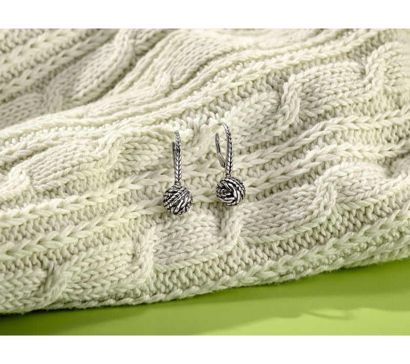 JAI Ireland Sterling Silver Cable Knit 1" Leverback Earrings — View 2