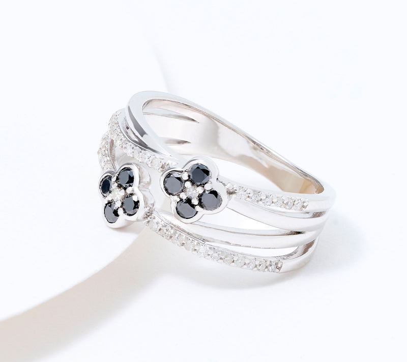 Accents by Affinity .45 cttw Diamond Floral Band Ring, Sterling — View 7