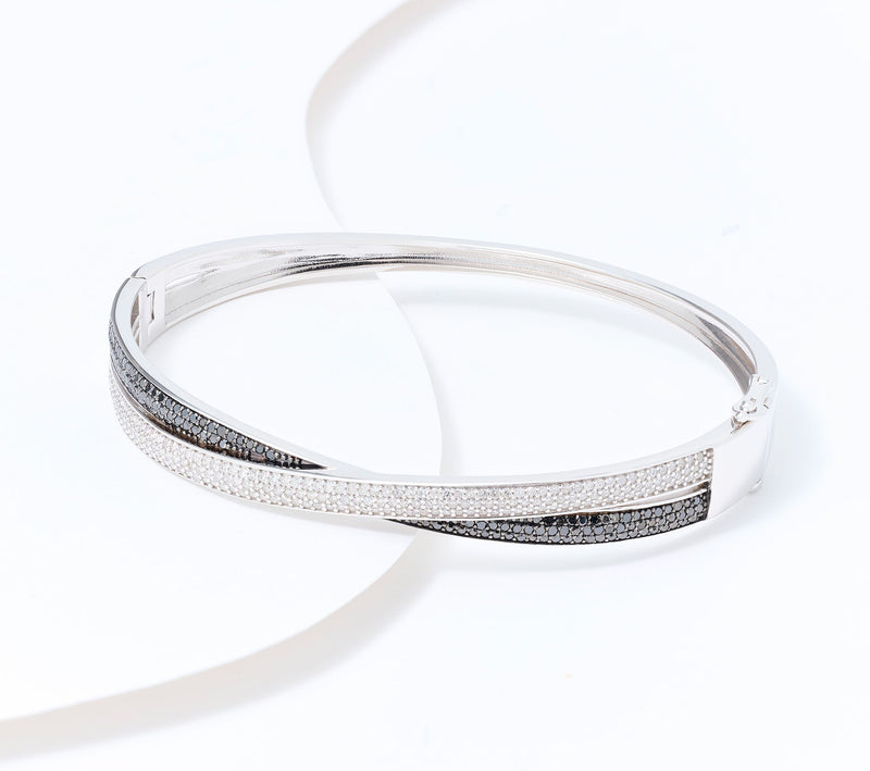 Affinity Diamonds 1.65 cttw Criss-Cross Bangle, Sterl — View 7