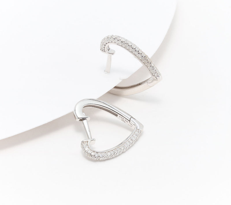 Affinity Diamonds 0.55cttw Pave Heart Hoop Earrings, Sterl — View 6