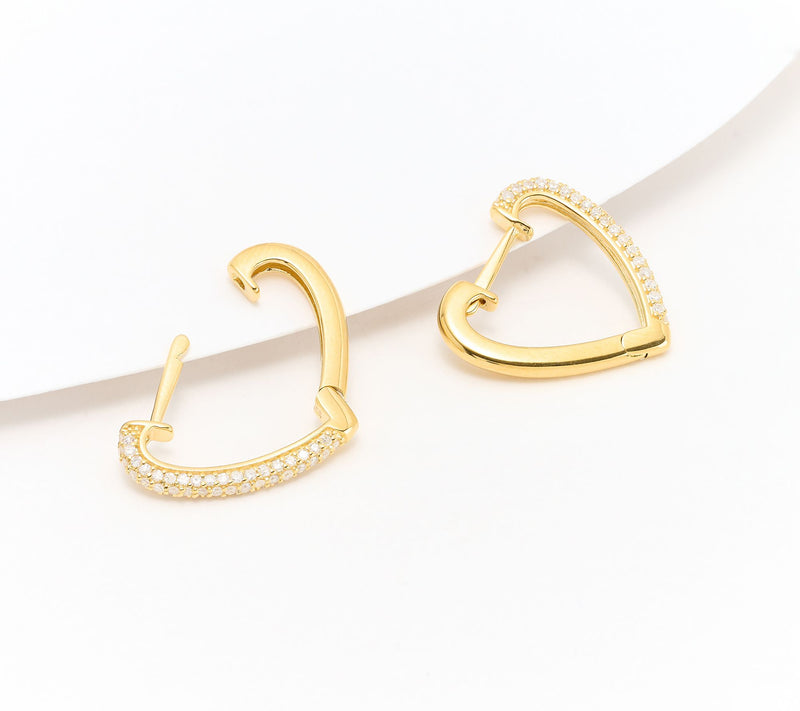 Affinity Diamonds 0.55cttw Pave Heart Hoop Earrings, Sterl — View 2
