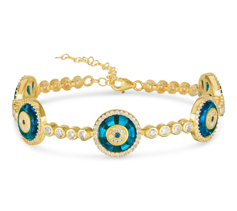 Sterlina Silver Blue Evil Eye Tennis Bracelet,Sterling — View 8