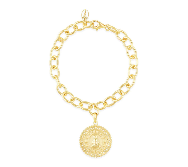 Goddaughters 14K Gold Clad Zen Cat Charm Bracel et — Main view