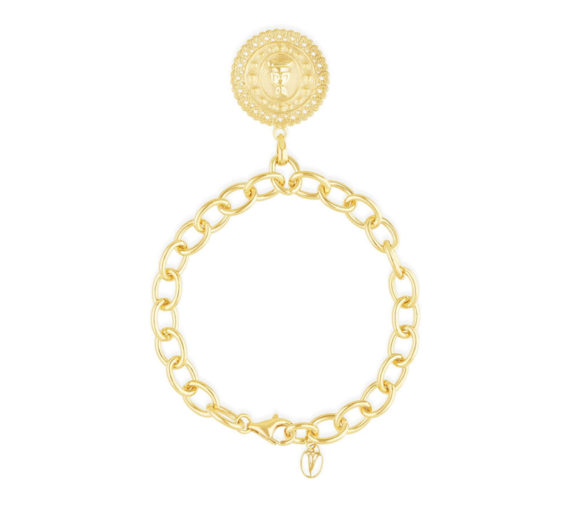 Goddaughters 14K Gold Clad Zen Cat Charm Bracel et — View 2