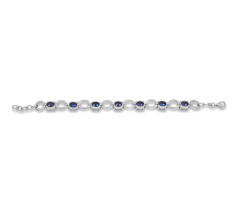 Affinity Gems Blue Coated Quartz Station Bracelet, Sterling — View 5