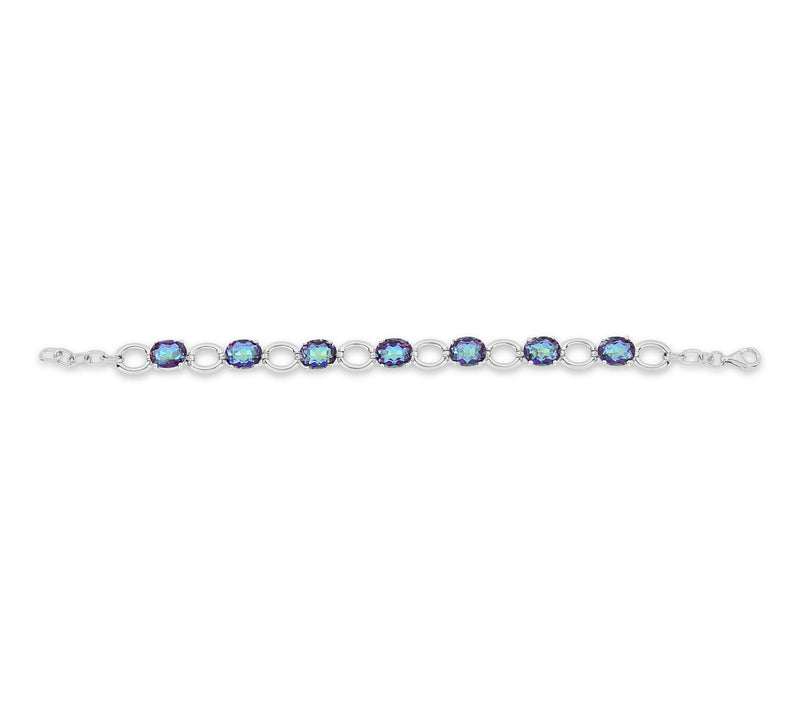 Affinity Gems Blue Coated Quartz Station Bracelet, Sterling — View 4
