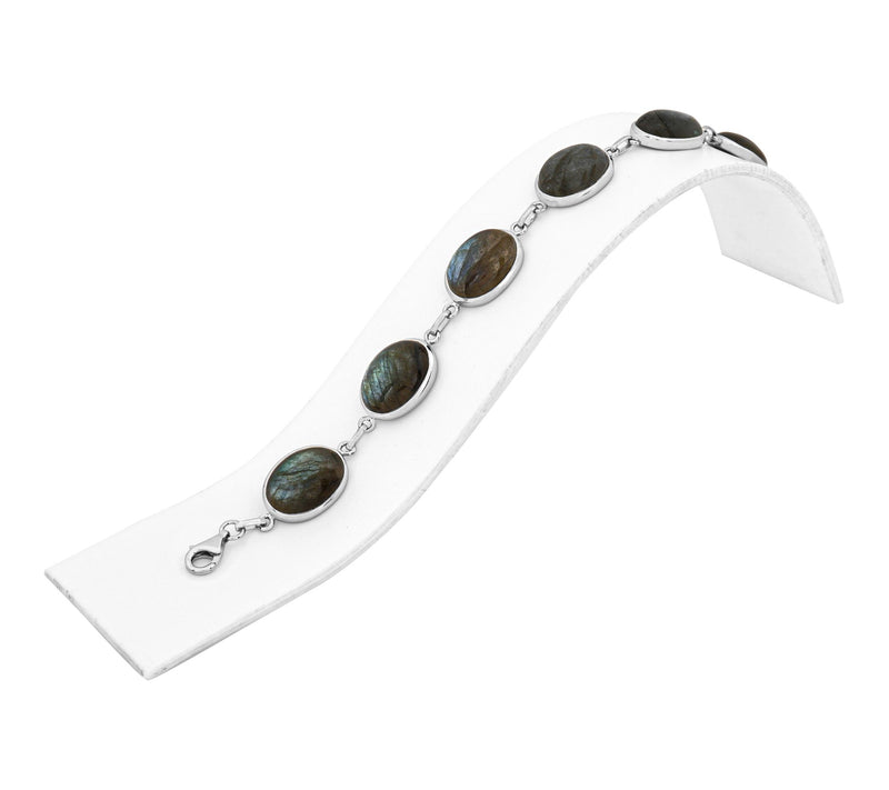 Affinity Gems Labradorite Oval Station Bracelet, Sterling — View 5