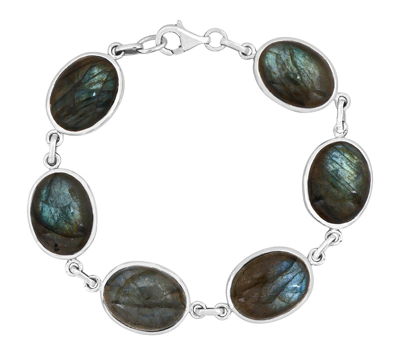 Affinity Gems Labradorite Oval Station Bracelet, Sterling — View 3