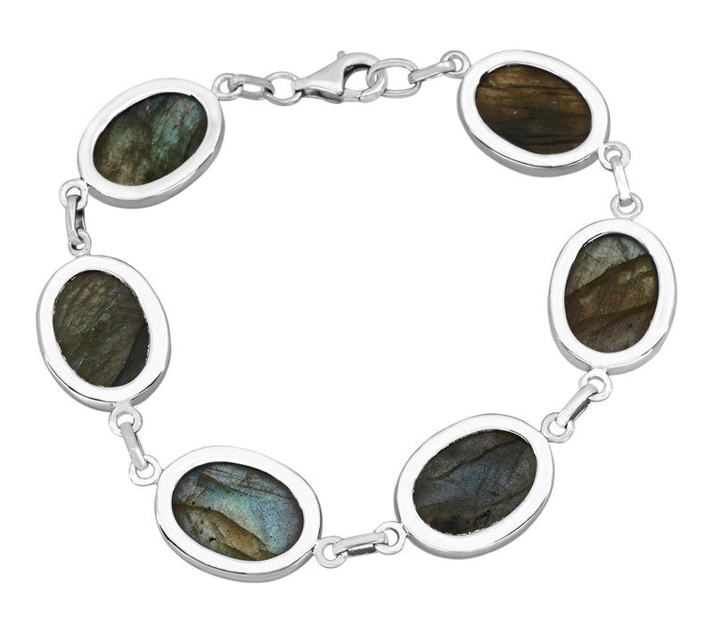 Affinity Gems Labradorite Oval Station Bracelet, Sterling — View 4