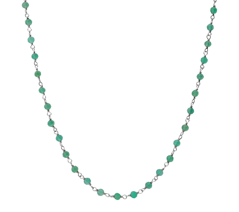 Italian Silver Gemstone Bead Necklace, Sterling — View 9