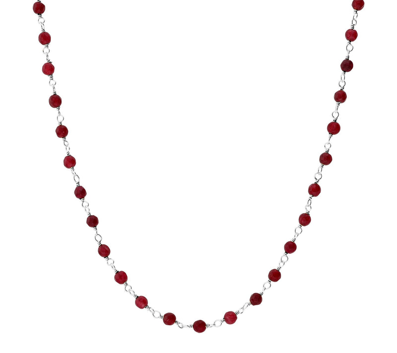 Italian Silver Gemstone Bead Necklace, Sterling — View 10