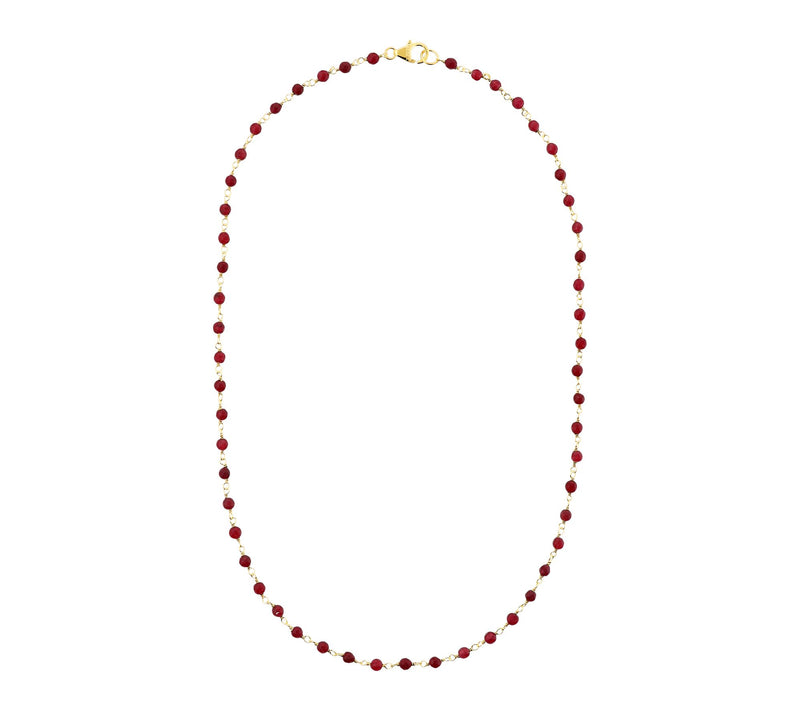 Italian Silver Gemstone Bead Necklace, 18K GoldPlated — View 2