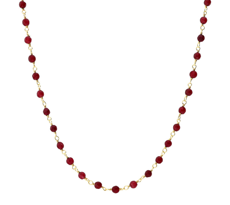 Italian Silver Gemstone Bead Necklace, 18K GoldPlated — Main view
