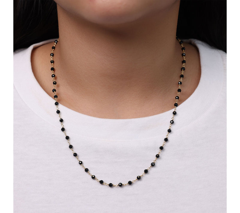 Italian Silver Gemstone Bead Necklace, 18K GoldPlated — View 3