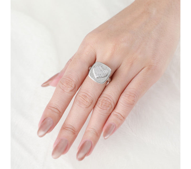 Ariva Sterling Silver White Topaz BE MINE HeartRing — View 6