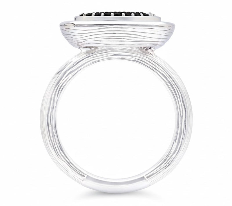 Ariva Sterling Silver Black Spinel BE MINE Heart Ring — View 2