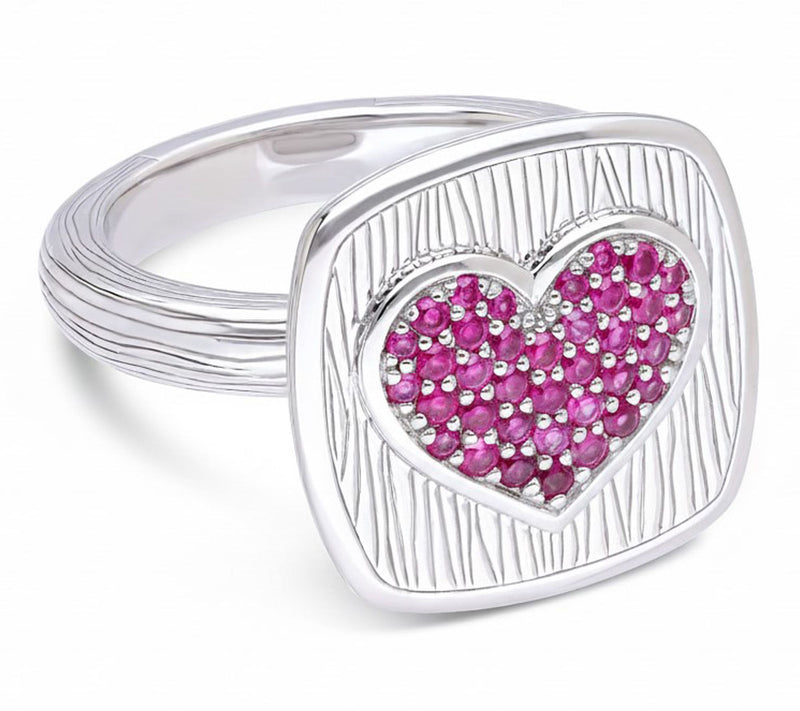 Ariva Sterling Silver Pink Sapphire BE MINE Heart Ring — Main view