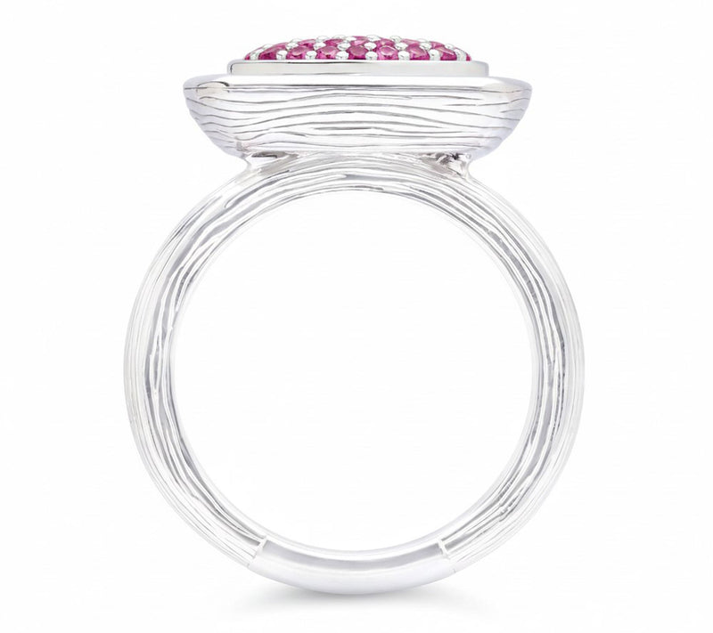 Ariva Sterling Silver Pink Sapphire BE MINE Heart Ring — View 3