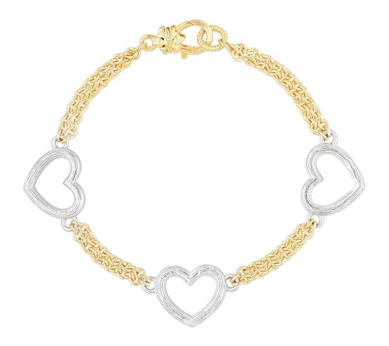 Ariva Sterling Silver & 18K Gold Clad Two-ToneHeart Bracelet — Main view