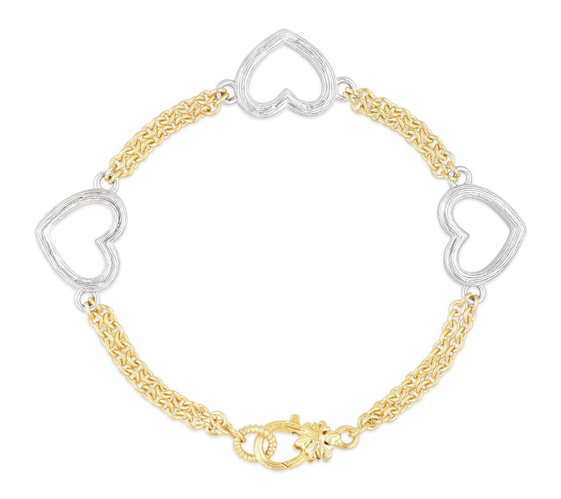 Ariva Sterling Silver & 18K Gold Clad Two-ToneHeart Bracelet — View 2