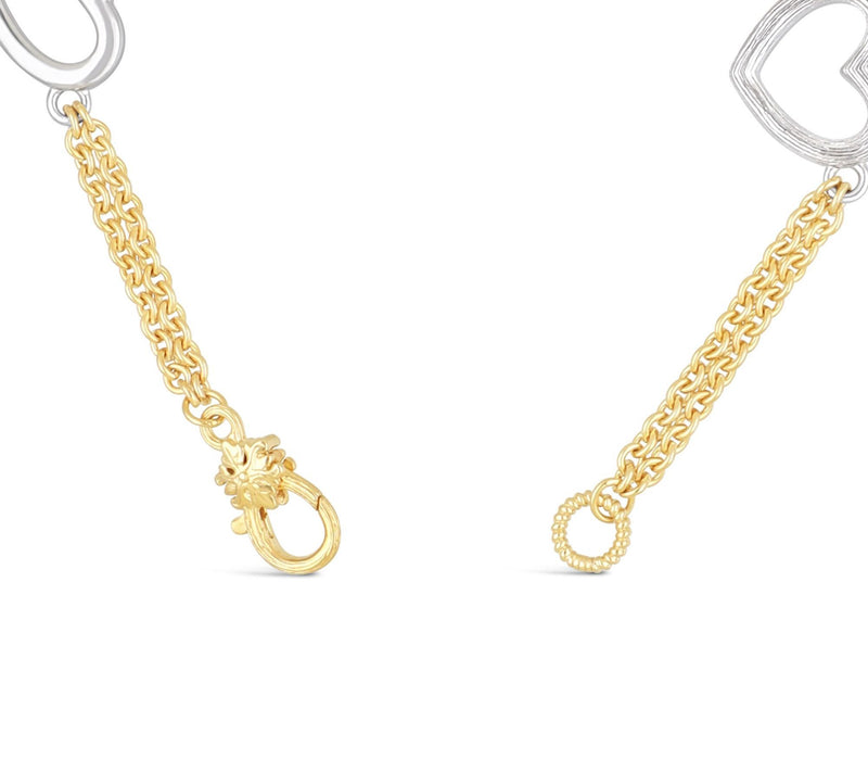Ariva Sterling Silver & 18K Gold Clad Two-ToneHeart Bracelet — View 3