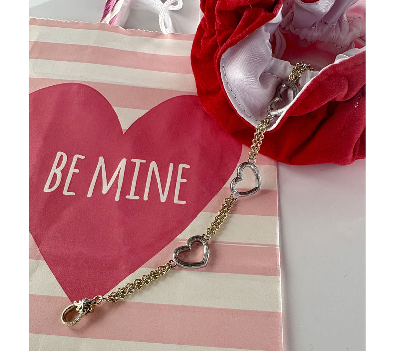 Ariva Sterling Silver & 18K Gold Clad Two-ToneHeart Bracelet — View 4