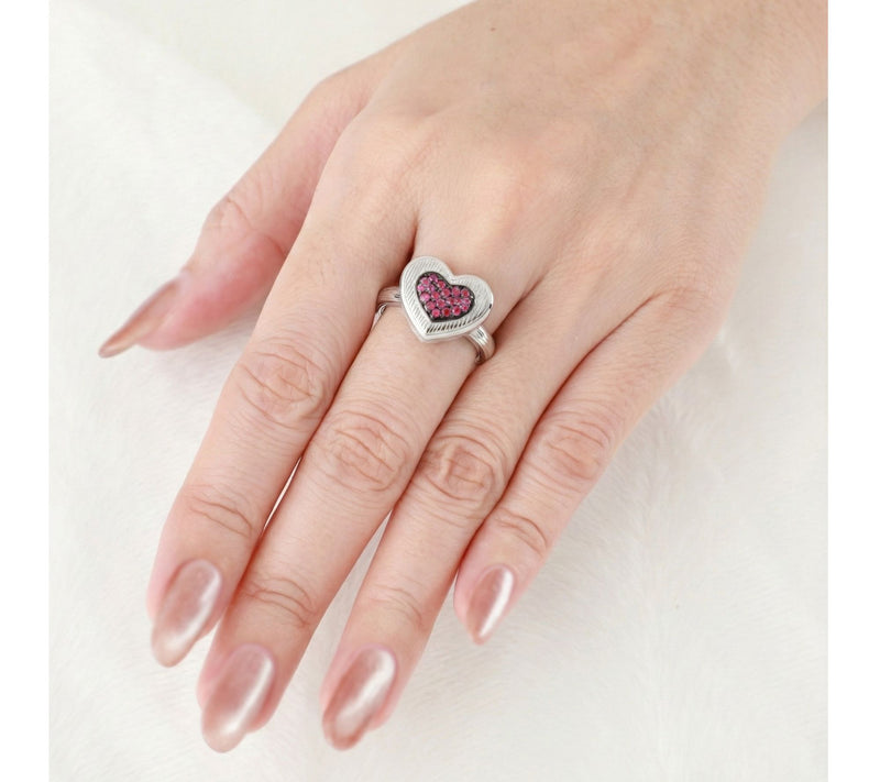Ariva Sterling Silver Ruby Sweetheart Ring — View 5