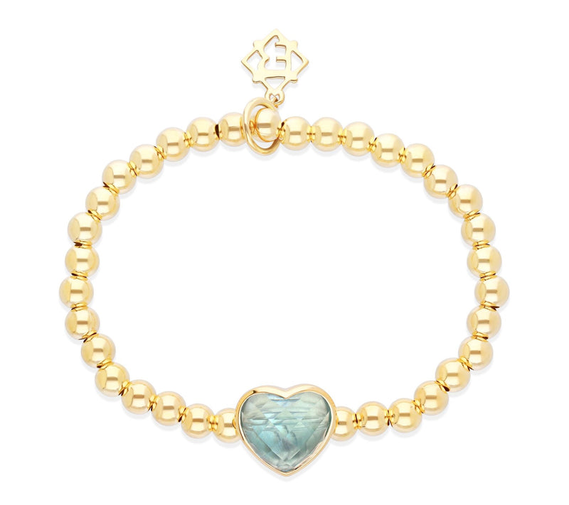 Elyse Ryan 14K Clad Blue Topaz Heart Beaded Stretch Bracelet — Main view