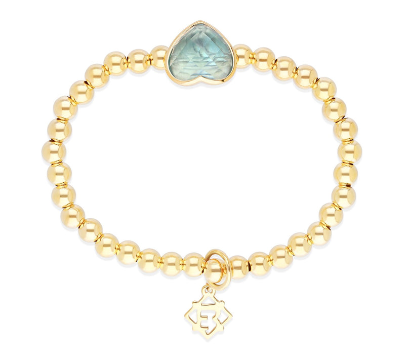 Elyse Ryan 14K Clad Blue Topaz Heart Beaded Stretch Bracelet — View 2