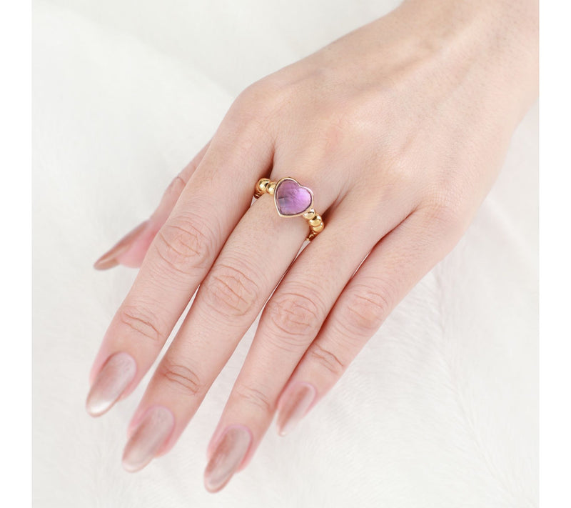 Elyse Ryan 14K Gold Clad Amethyst Heart BeadedRing — View 4