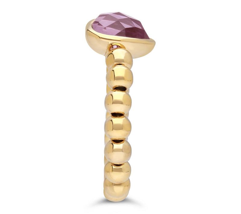 Elyse Ryan 14K Gold Clad Amethyst Heart BeadedRing — View 3