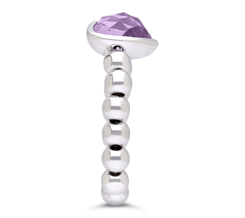 Elyse Ryan Sterling Silver Amethyst Heart Beaded Ring — View 3