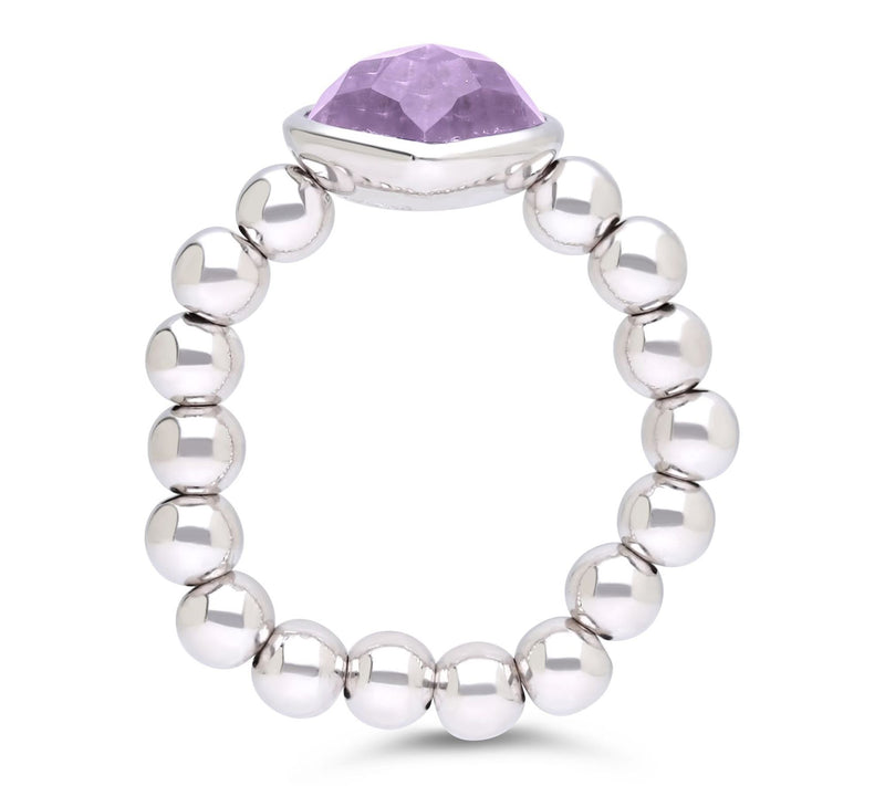 Elyse Ryan Sterling Silver Amethyst Heart Beaded Ring — View 2
