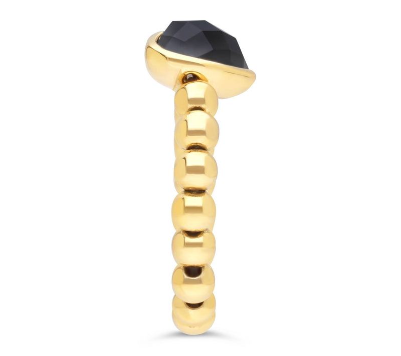 Elyse Ryan 14K Gold Clad Onyx Heart Beaded Ring — View 3