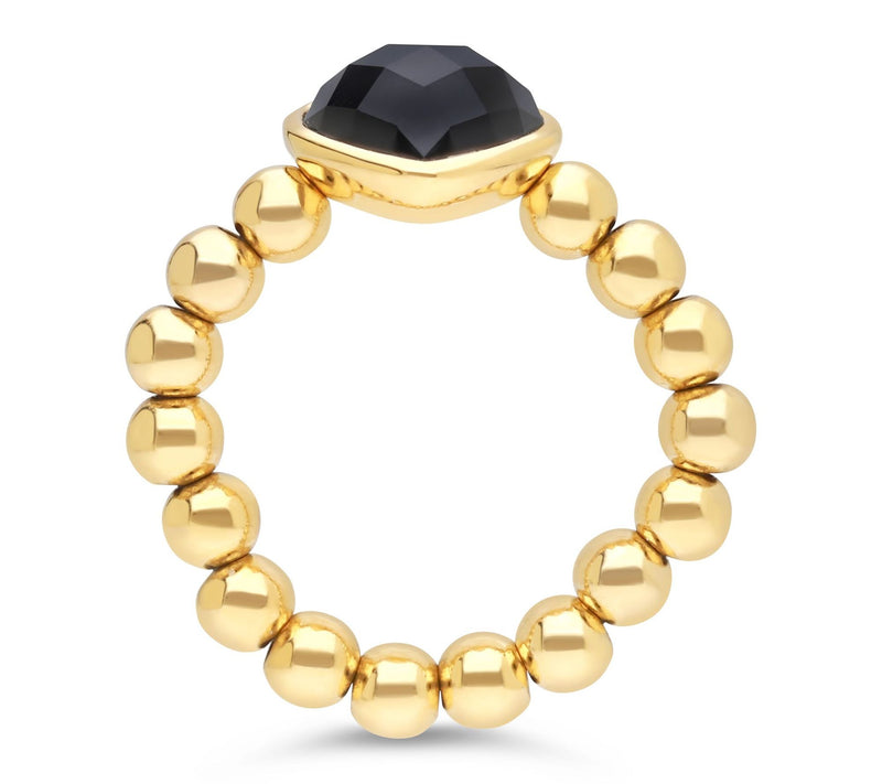 Elyse Ryan 14K Gold Clad Onyx Heart Beaded Ring — View 2