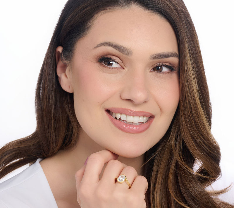Diamonique Classics Oval Center Ring, Sterling Silver — View 4