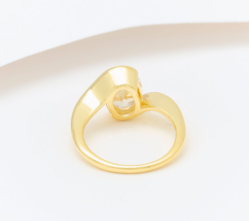 Diamonique Classics Oval Center Ring, Sterling Silver — View 3