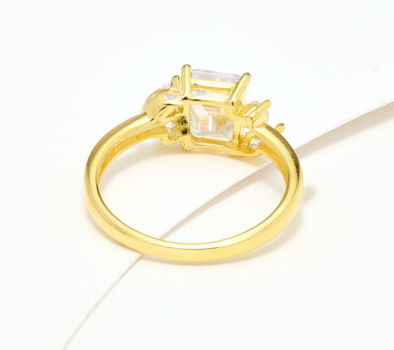 Diamonique Emerald & Marquise Accent Ring, Sterling Silver — View 2