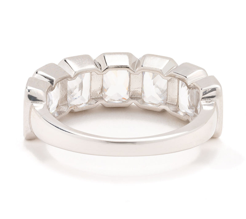 Diamonique Classics Radiant Seven Stone Band, Sterling Silver — View 2