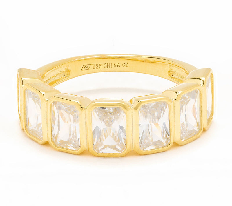 Diamonique Classics Radiant Seven Stone Band, Sterling Silver — View 7