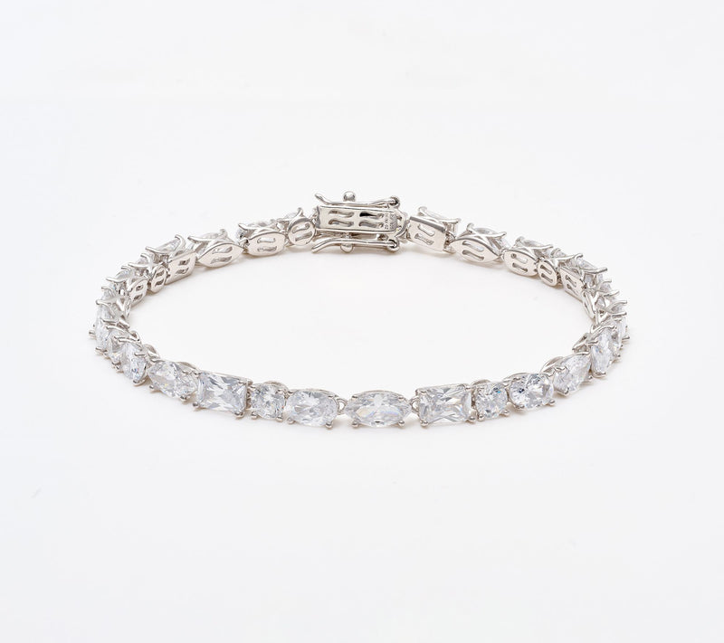 Diamonique Classics Fancy Cut Tennis Bracelet Sterling Silver — View 7