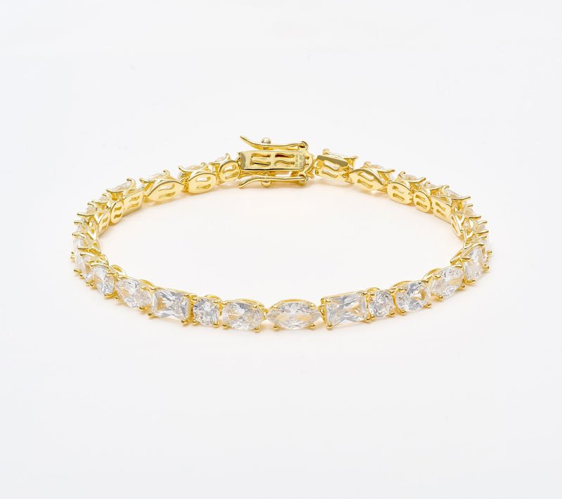 Diamonique Classics Fancy Cut Tennis Bracelet Sterling Silver — View 8