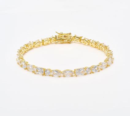 Diamonique Classics Fancy Cut Tennis Bracelet Sterling Silver