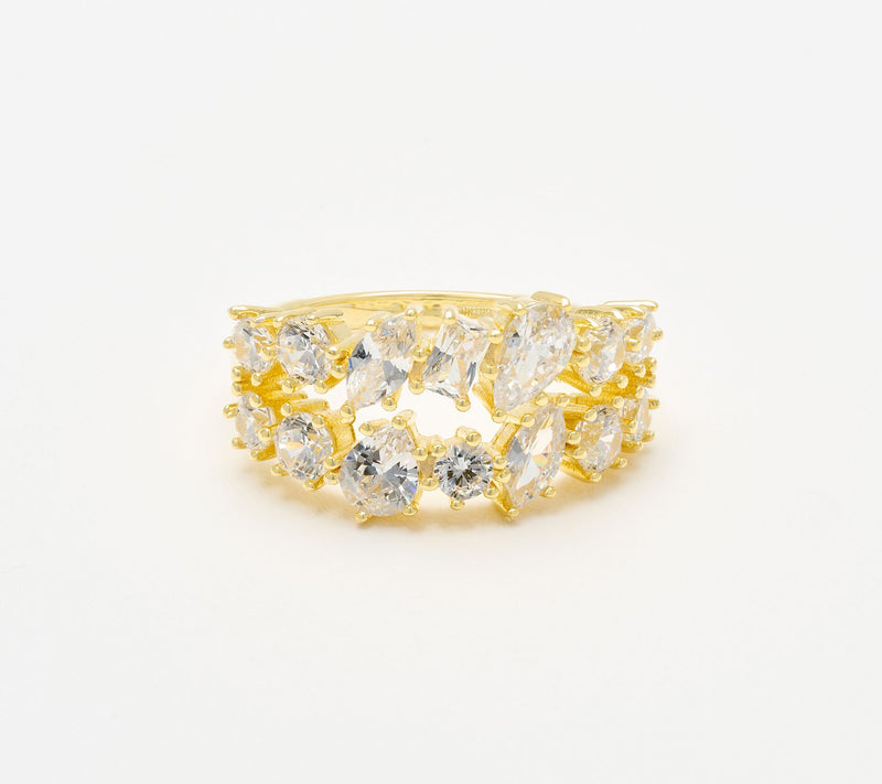 Diamonique Classics Fancy Cut Double Row Band Ring — View 8