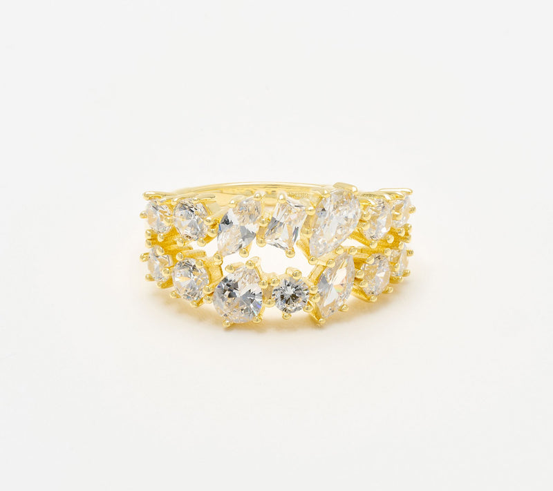 Diamonique Classics Fancy Cut Double Row Band Ring — Main view